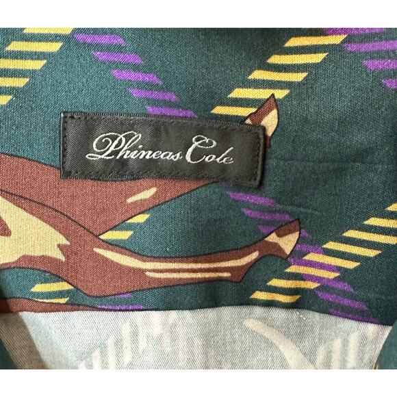 Phineas Cole Brushed Cotton Equestrian Print Pajama Set Green Size Large New - Picture 5 of 7